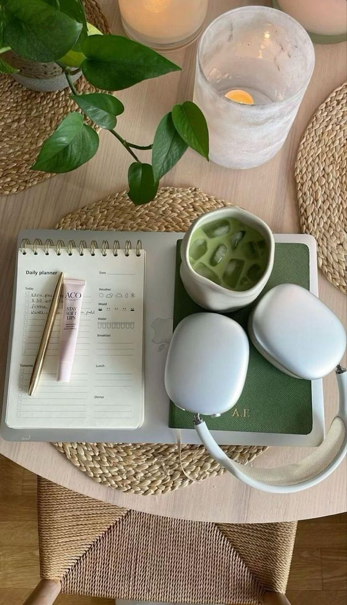 Peaceful workspace with mindful elements